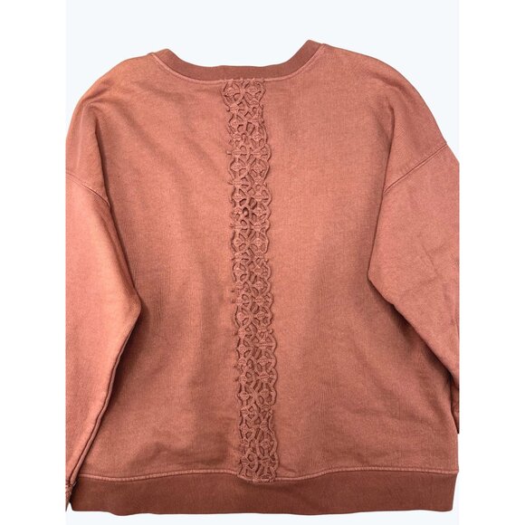 Saltwater Luxe Womens M Crewneck Sweatshirt Spice Cotton Lace Back & Sleeve - Picture 12 of 15
